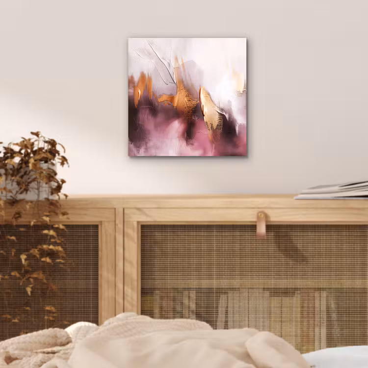Watercolor - Goud - Roze - Abstract - Kunst aluminium wit klein -sfeer3