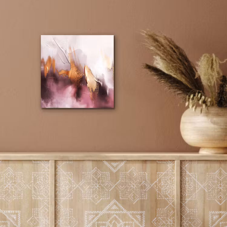 Watercolor - Goud - Roze - Abstract - Kunst aluminium wit klein -sfeer4
