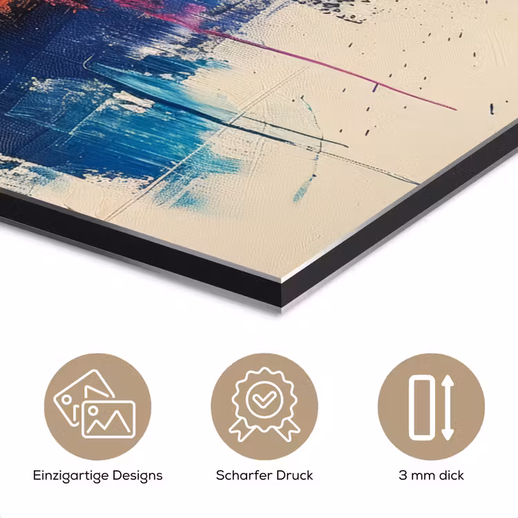 Watercolor - Kunst - Modern aluminium wit klein -closeup_DE