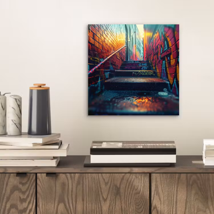 Architectuur - Neon - Trap - Graffiti aluminium wit klein -sfeer1