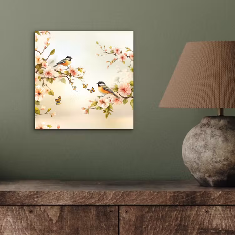 Takken - Bloemen - Vogeltjes - Roze aluminium wit klein -sfeer2