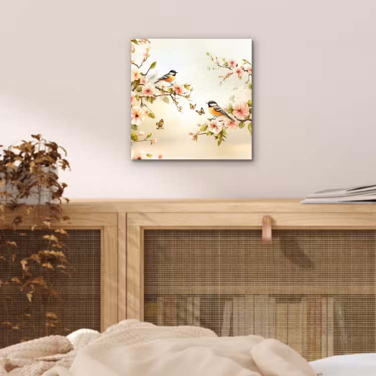 Takken - Bloemen - Vogeltjes - Roze aluminium wit klein -sfeer3