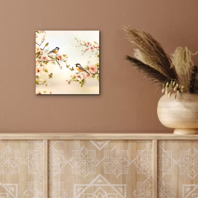 Takken - Bloemen - Vogeltjes - Roze aluminium wit klein -sfeer4