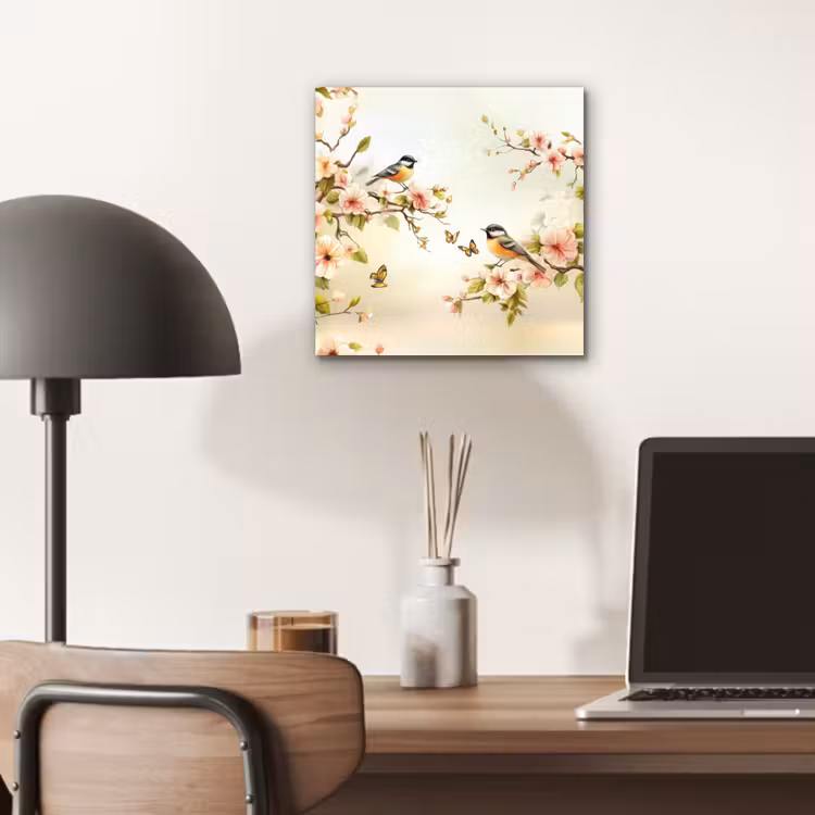 Takken - Bloemen - Vogeltjes - Roze aluminium wit klein -sfeer5