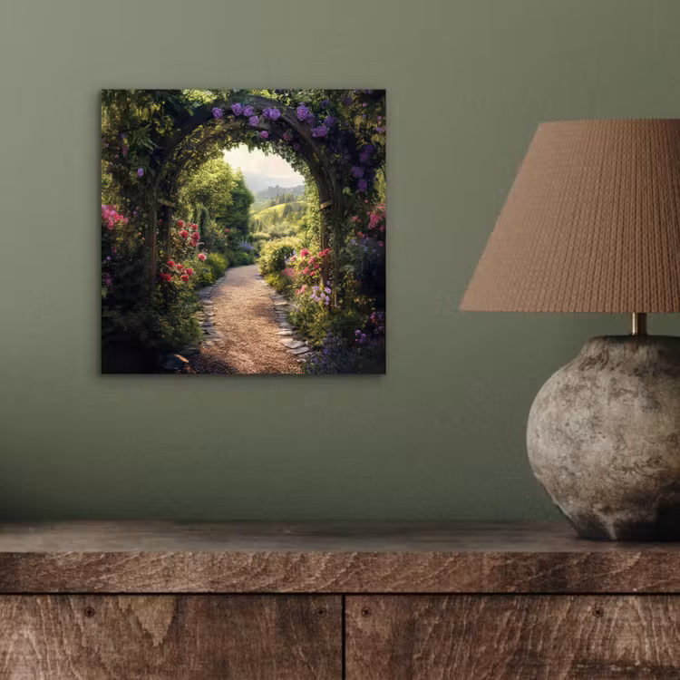 Doorkijk - Landschap - Bloemen - Tuinboog - Natuur aluminium wit klein -sfeer2