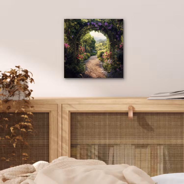 Doorkijk - Landschap - Bloemen - Tuinboog - Natuur aluminium wit klein -sfeer3