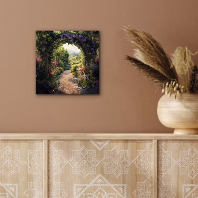 Doorkijk - Landschap - Bloemen - Tuinboog - Natuur aluminium wit klein -sfeer4