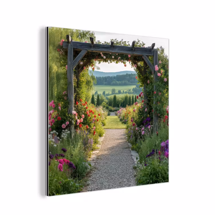 Doorkijk - Landschap - Natuur - Tuinboog - Bloemen aluminium wit klein -3d