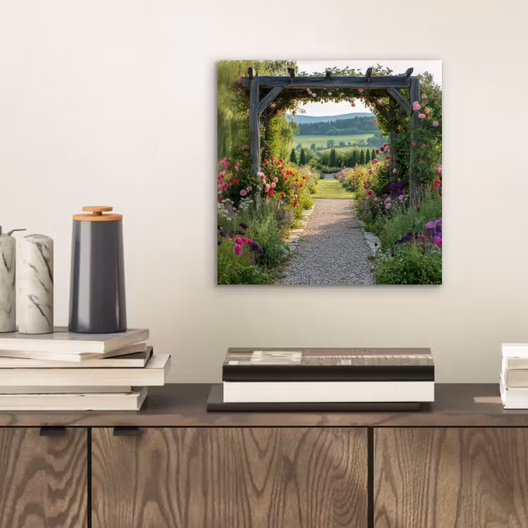 Doorkijk - Landschap - Natuur - Tuinboog - Bloemen aluminium wit klein -sfeer1