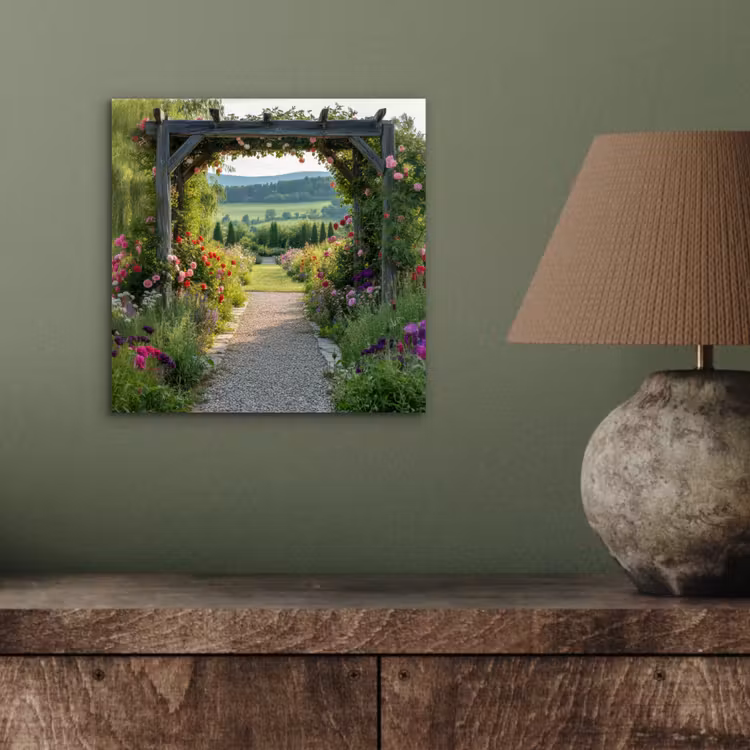 Doorkijk - Landschap - Natuur - Tuinboog - Bloemen aluminium wit klein -sfeer2