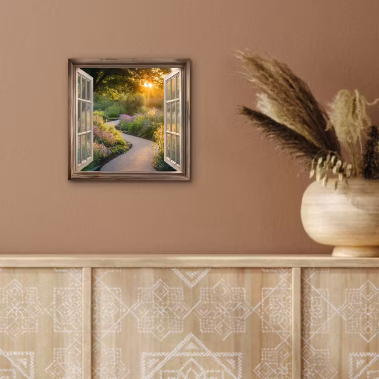 Doorkijk - Bloemen - Natuur - Zon - Pad aluminium wit klein -sfeer4