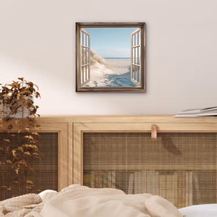 Doorkijk - Helmgras - Duinen - Zee - Landschap aluminium wit klein -sfeer3