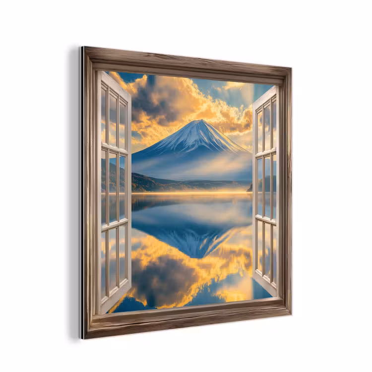 Doorkijk - Landschap - Bergen - Uitzicht - Raam aluminium wit klein -3d