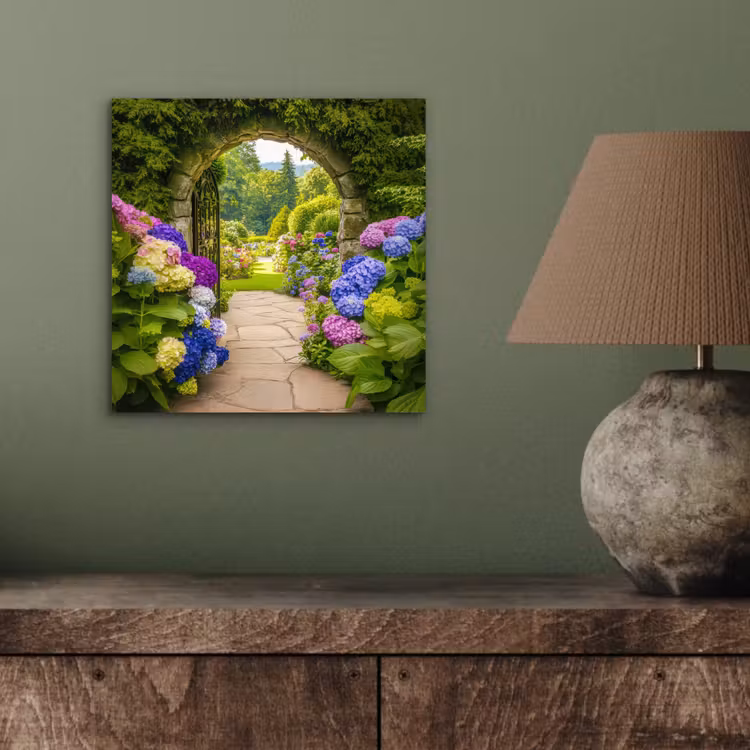 Doorkijk - Poort - Hortensia - Bloementuin aluminium wit klein -sfeer2