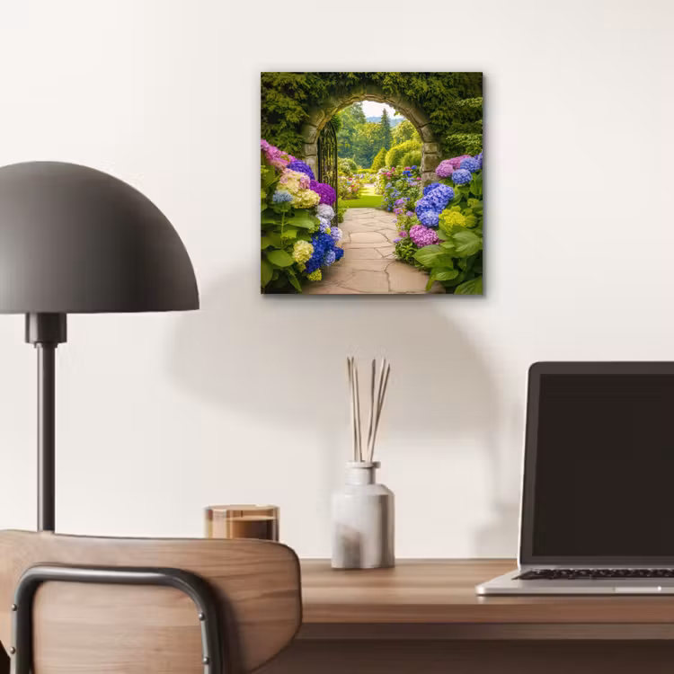 Doorkijk - Poort - Hortensia - Bloementuin aluminium wit klein -sfeer5
