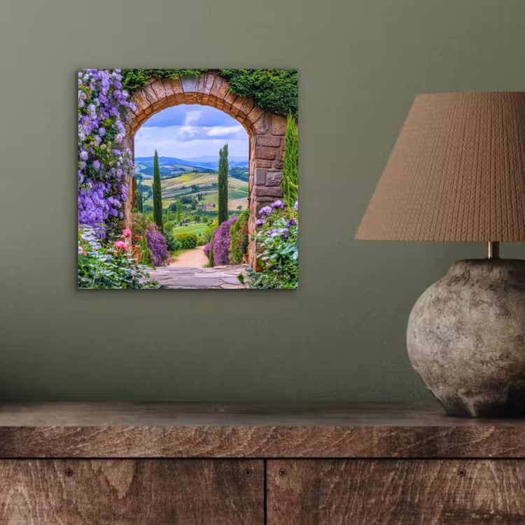 Doorkijk - Toscane - Landschap - Poort aluminium wit klein -sfeer2