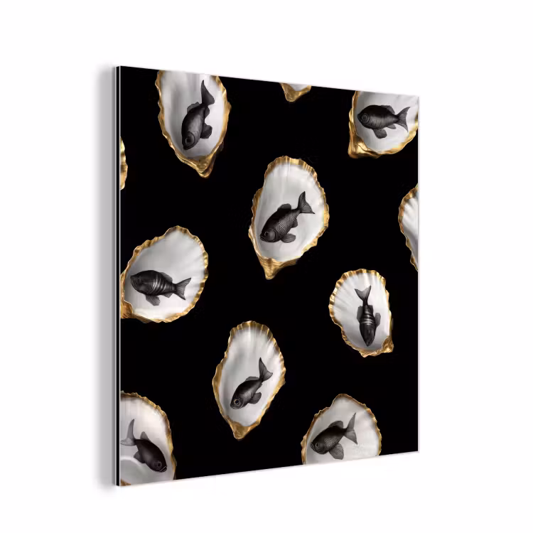 Oesters - Zwart - Vissen - Goud aluminium wit klein -3d