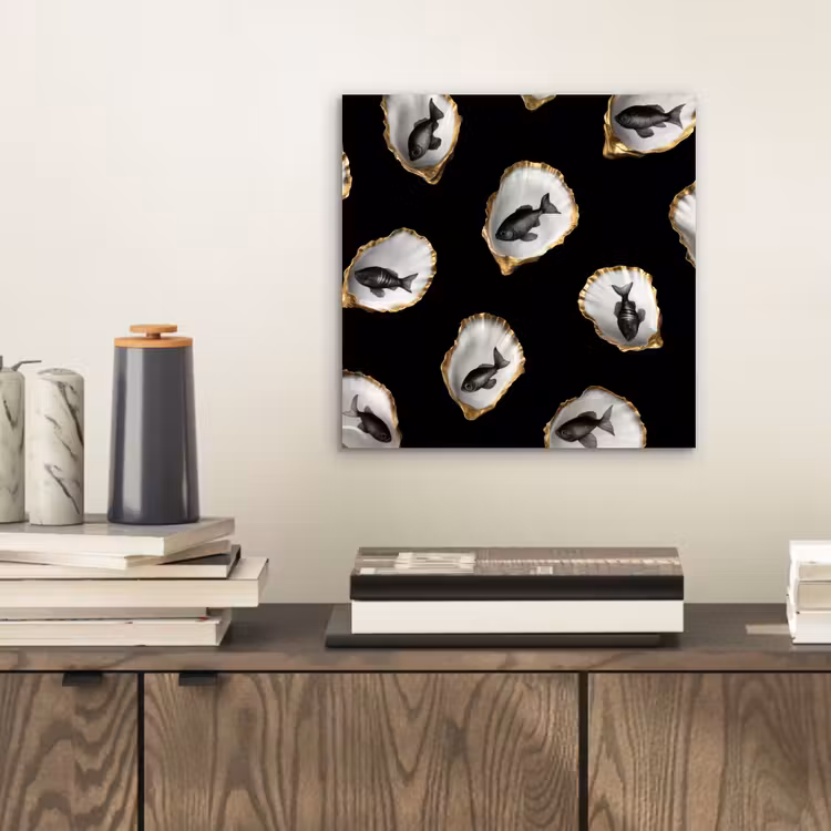 Oesters - Zwart - Vissen - Goud aluminium wit klein -sfeer1