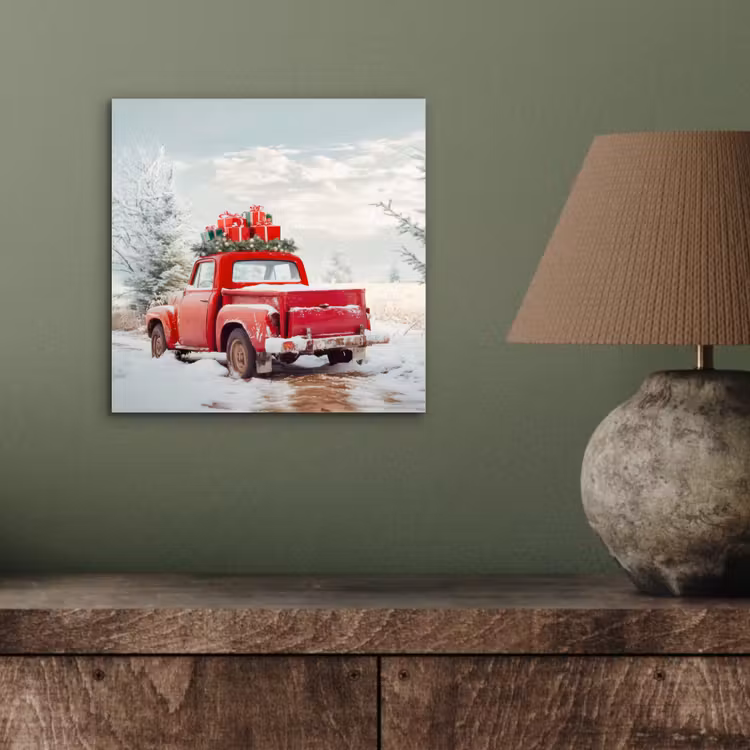 Auto - Rood - Cadeaus - Winter - Sneeuw - Kerst aluminium wit klein -sfeer2