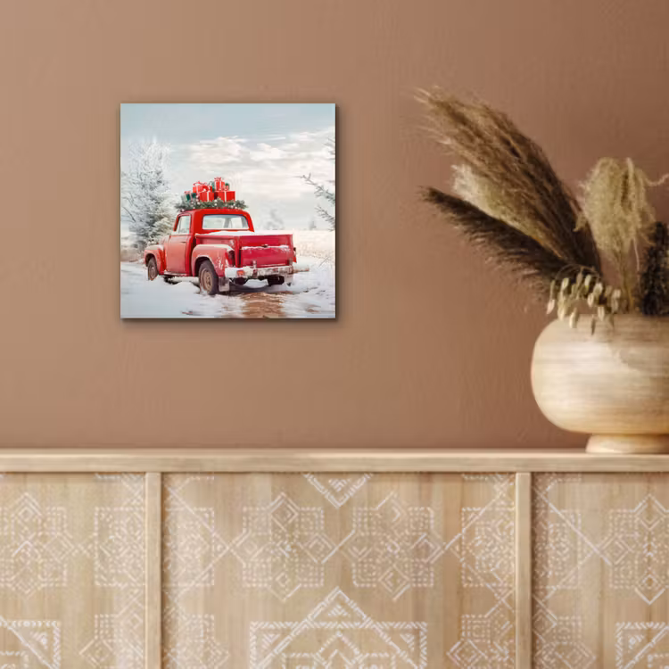 Auto - Rood - Cadeaus - Winter - Sneeuw - Kerst aluminium wit klein -sfeer4