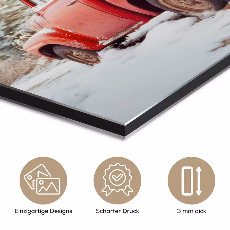 Auto - Rood - Cadeaus - Winter - Sneeuw - Kerst aluminium wit klein -closeup_DE
