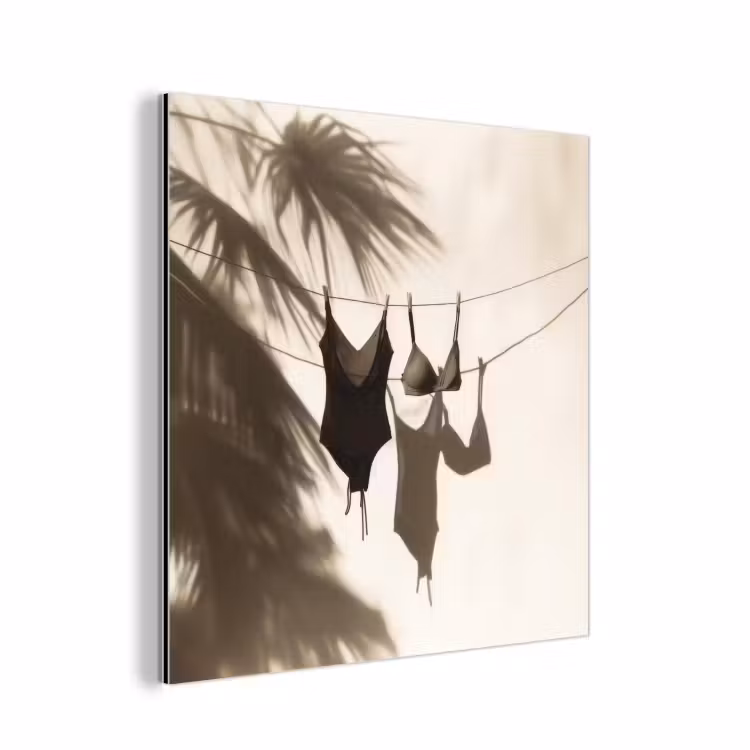 Badkleding - Palmbomen - Schaduw - Tropisch aluminium wit klein -3d