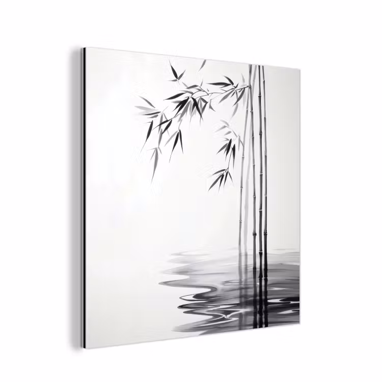 Bamboestammen - Water - Minimalistisch - Wit aluminium wit klein -3d