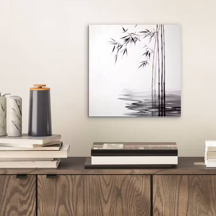 Bamboestammen - Water - Minimalistisch - Wit aluminium wit klein -sfeer1
