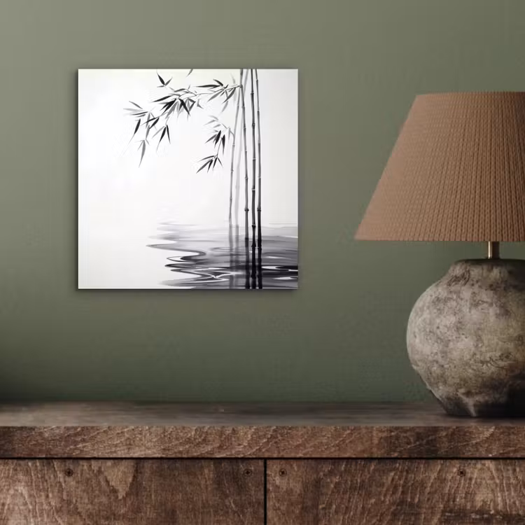 Bamboestammen - Water - Minimalistisch - Wit aluminium wit klein -sfeer2