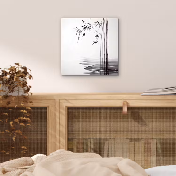 Bamboestammen - Water - Minimalistisch - Wit aluminium wit klein -sfeer3