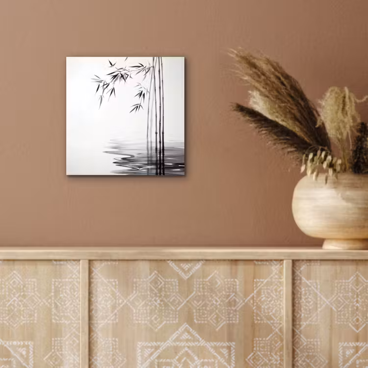 Bamboestammen - Water - Minimalistisch - Wit aluminium wit klein -sfeer4