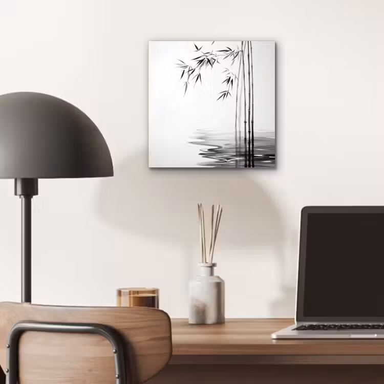 Bamboestammen - Water - Minimalistisch - Wit aluminium wit klein -sfeer5