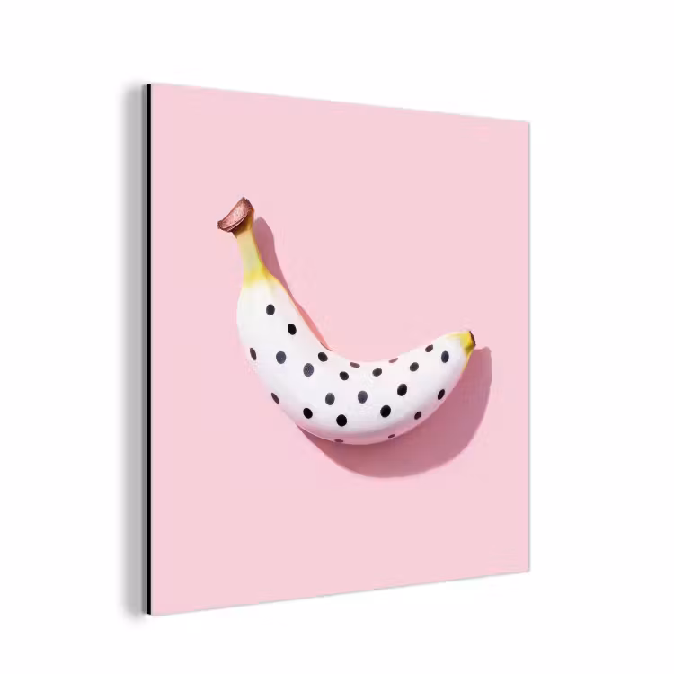 Banaan - Stippen - roze aluminium wit klein -3d