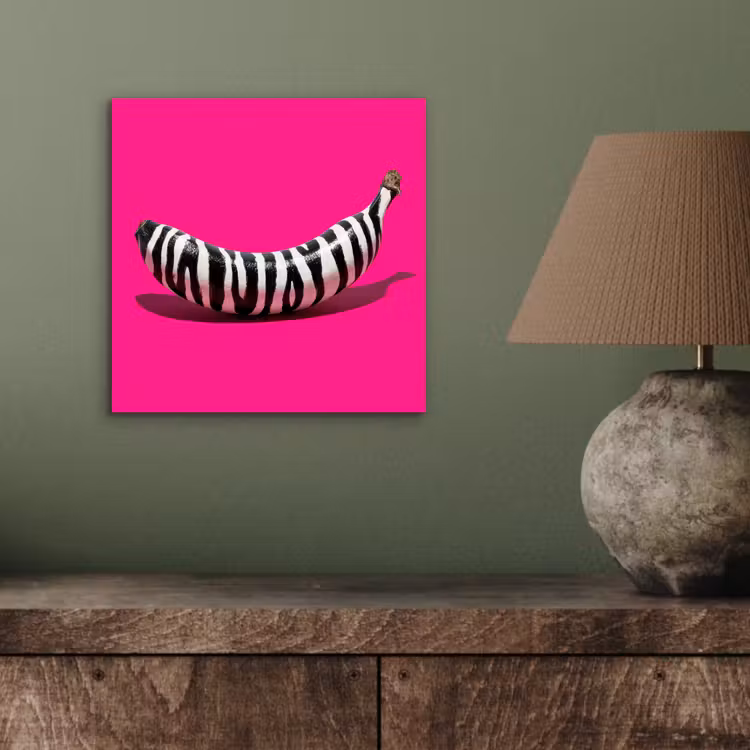 Banaan - Zebraprint - Roze aluminium wit klein -sfeer2