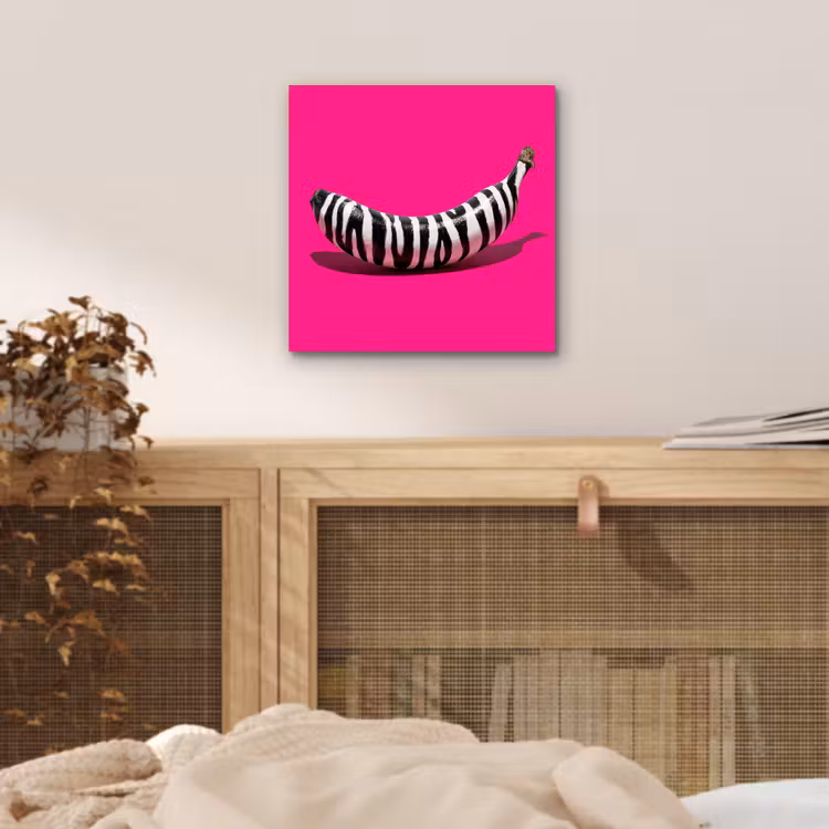 Banaan - Zebraprint - Roze aluminium wit klein -sfeer3