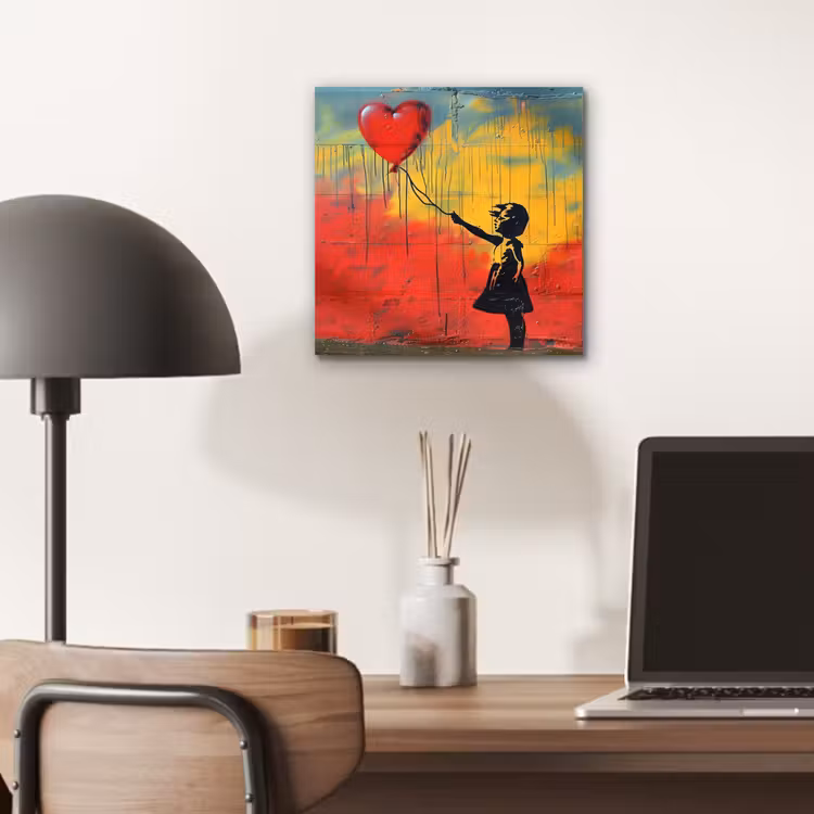 Banksy - Kunst - Graffiti - Meisje - Street art aluminium wit klein -sfeer5