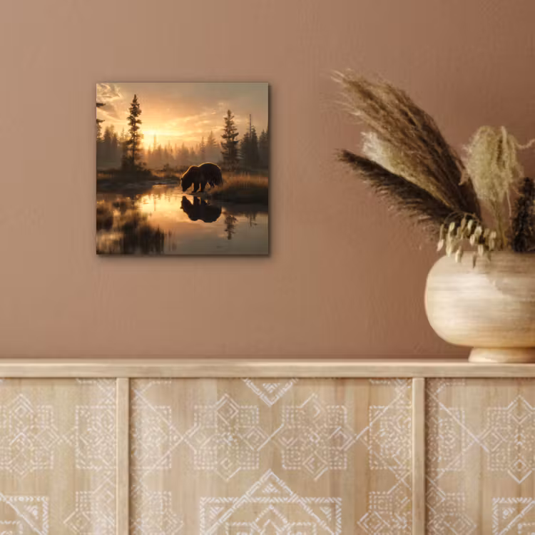Beer - water - Bos - Ochtendlicht aluminium wit klein -sfeer4