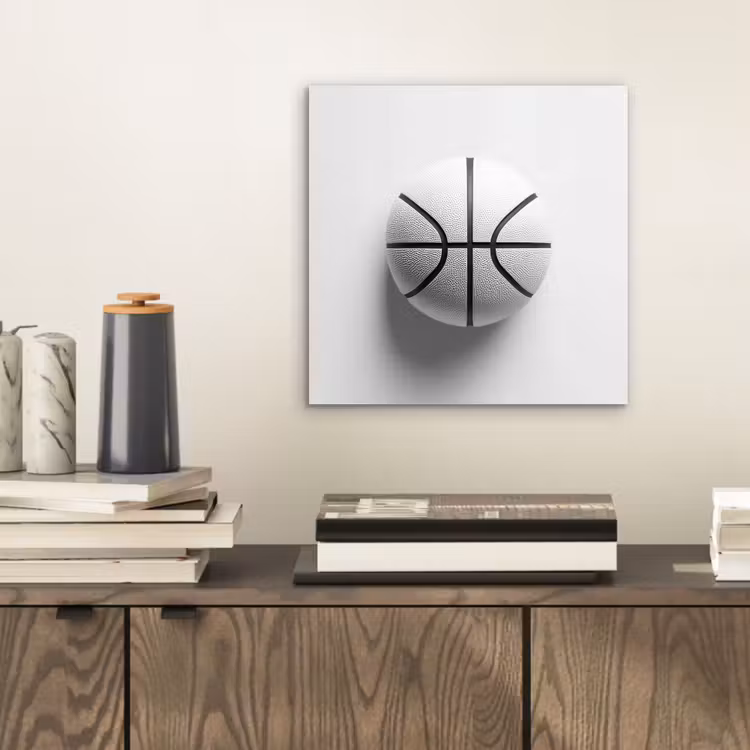 Basketbal - Wit - Schaduw - Lijnen aluminium wit klein -sfeer1