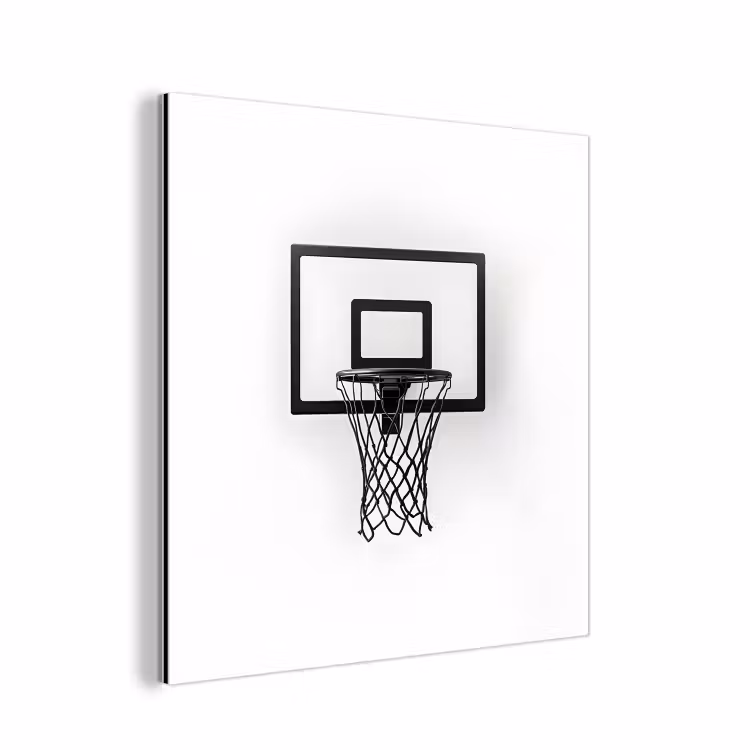 Basketbalbord - Minimalistisch - Zwart aluminium wit klein -3d