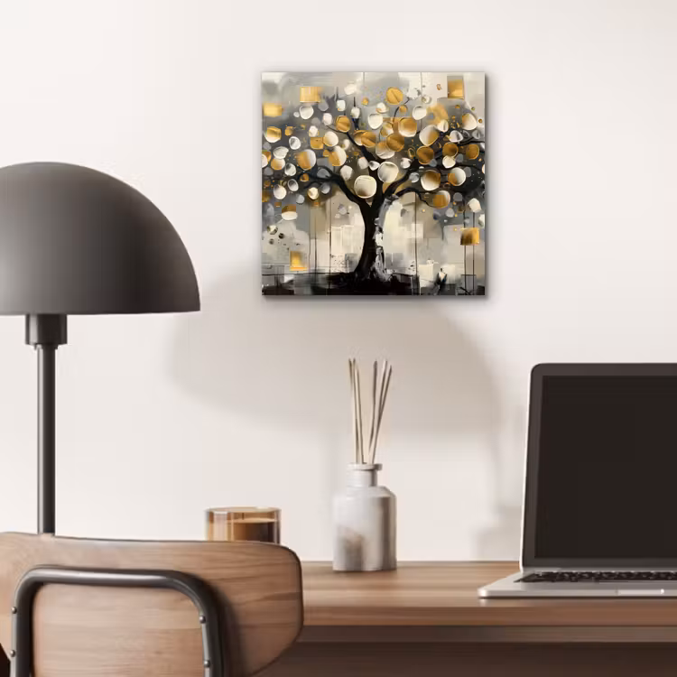Boom - Abstract - Beige - Goud - Zwart aluminium wit klein -sfeer5