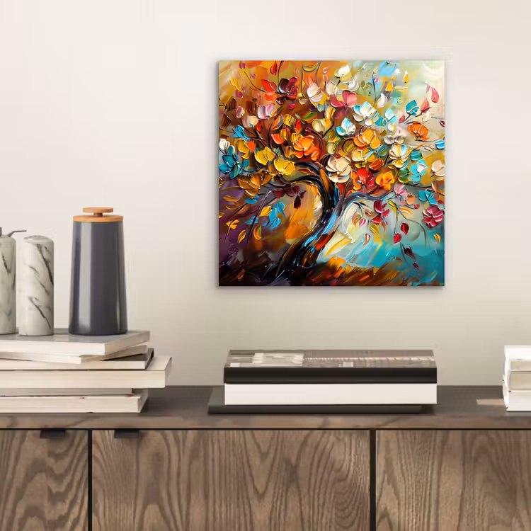 Boom - Abstract - Kleurrijk - Bloemen aluminium wit klein -sfeer1