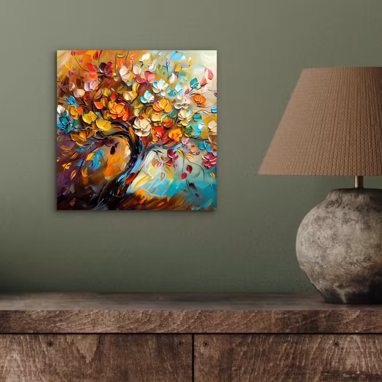 Boom - Abstract - Kleurrijk - Bloemen aluminium wit klein -sfeer2