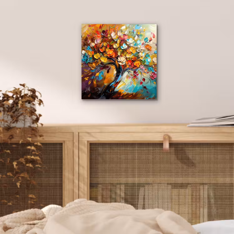 Boom - Abstract - Kleurrijk - Bloemen aluminium wit klein -sfeer3