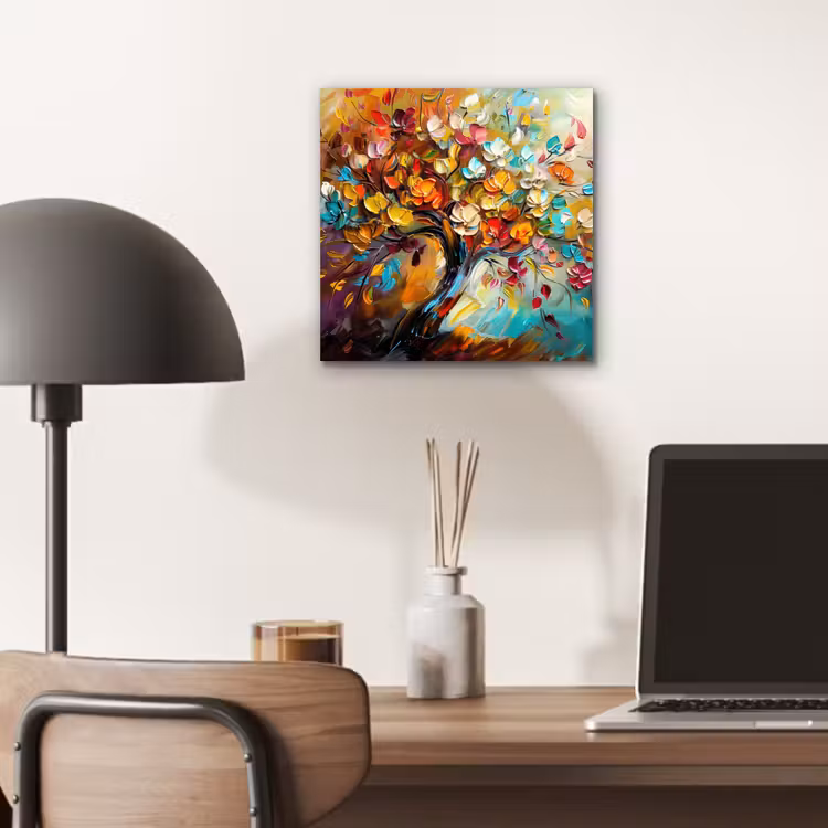 Boom - Abstract - Kleurrijk - Bloemen aluminium wit klein -sfeer5