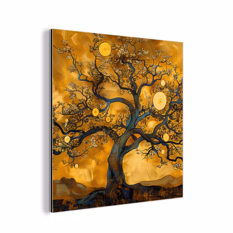 Boom - Levensboom - Abstract - Goud aluminium wit klein -3d