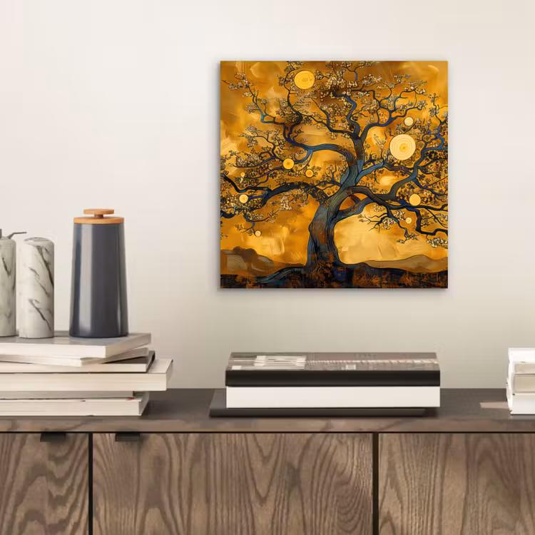 Boom - Levensboom - Abstract - Goud aluminium wit klein -sfeer1