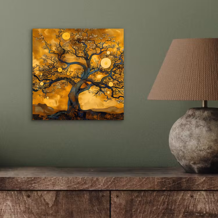 Boom - Levensboom - Abstract - Goud aluminium wit klein -sfeer2