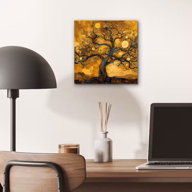 Boom - Levensboom - Abstract - Goud aluminium wit klein -sfeer5