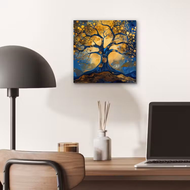 Boom - Levensboom - Blauw - Goud aluminium wit klein -sfeer5