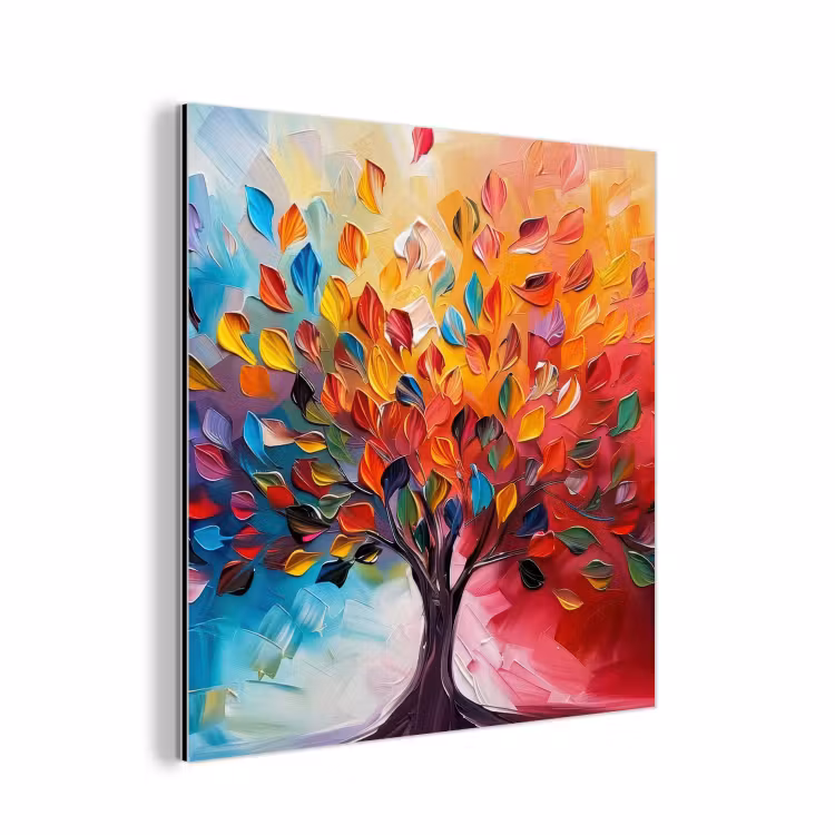 Boom - Levensboom - Kleurrijk - Abstract aluminium wit klein -3d